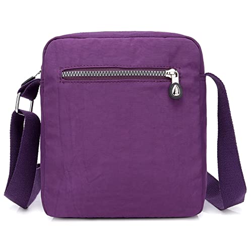 KARRESLY Casual Nylon Purse Handbag Crossbody Bag Waterproof Shoulder Bag for Women (Purple)