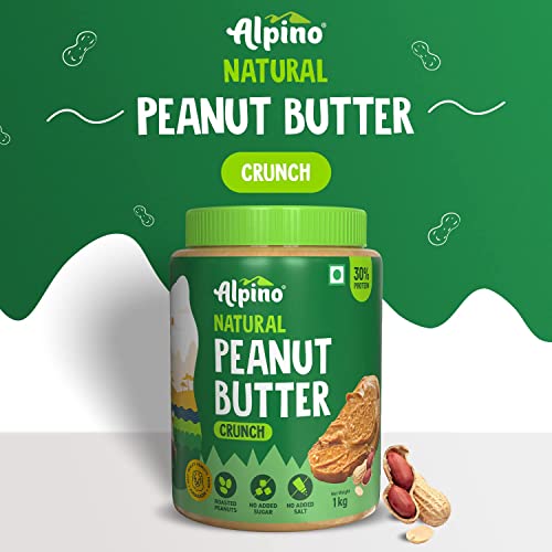 Alpino Peanut Butter Crunch 1 KG / 35 Oz | Made With 100% Roasted Peanuts | No Added Sugar | No Added Salt | No Hydrogenated Oils | 100% Non-GMO | Gluten-Free | Vegan | 35 Ounce (Unsweetened Crunch)
