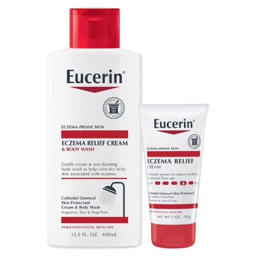 Eucerin Eczema Relief Cream & Body Wash and Eczema Relief Body Cream Multipack, Body Wash for Eczema, Body Cream for Eczema (13.5 fl. oz. Wash and 5 oz. Cream)