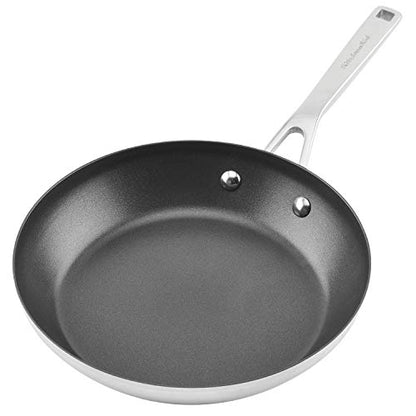 KitchenAid 3-Ply Base Brushed Stainless Steel Nonstick Fry Pan/Skillet, 9.5 Inch