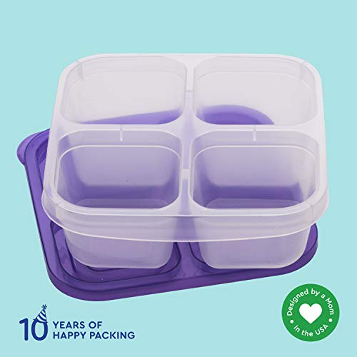 EasyLunchboxes® - Bento Snack Boxes - Reusable 4-Compartment Food Containers for School, Work and Travel, Set of 4 (Brights)