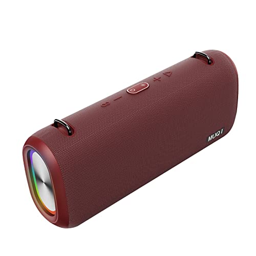 MUQI Bluetooth Speaker, Portable Bluetooth Speakers, 70W Loud Stereo Sound with Bass, IPX5 Waterproof Wireless Speaker, TWS Paring with LED Colorful Lights for Party Outdoors(Wine Red)