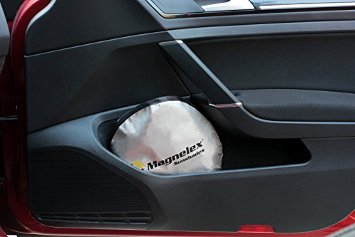 Magnelex Car Windshield Sunshade with Bonus Steering Wheel Cover Sun Shade. Reflective Polyester Blocks Heat and Sun. Foldable Sun Shield That Keeps Your Vehicle Cool (Large 63 x 33.8 in)