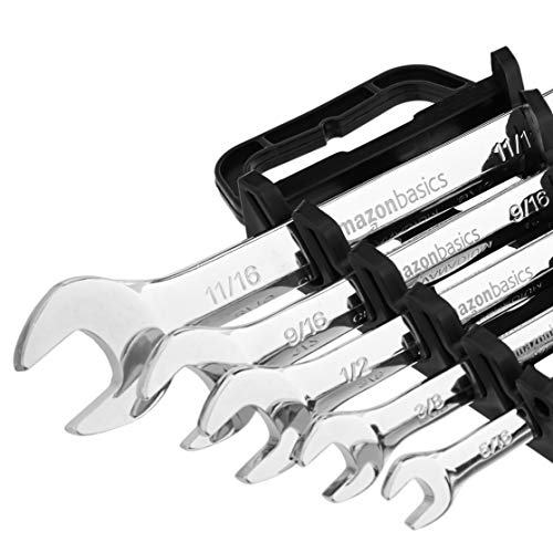 Amazon Basics Flexible Ratcheting Wrench Set - SAE, 5-Piece