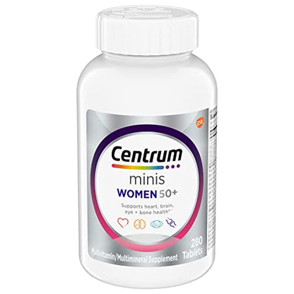 Centrum Minis Silver Women's Multivitamin for Women 50 Plus, Multimineral Supplement with Vitamin D3, B Vitamins, Non-GMO Ingredients, Supports Memory and Cognition in Older Adults - 280 Ct