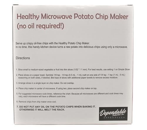 Dependable Industries Inc. Essentials Microwave Oven Potato Chip Rack Maker: Oil-Free, Crisp Chips Every Time - Instructions Included