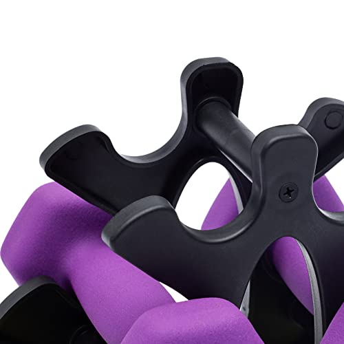 Amazon Basics Neoprene Coated Hexagon Workout Dumbbell Color Coded Hand Weight with Storage Rack, 20 Pounds (3 Pairs set of 2, 3, and 5 Pounds), Multicolor