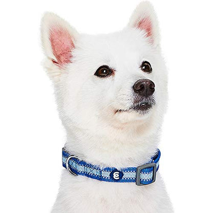 Blueberry Pet Essentials Reflective Back to Basics Adjustable Dog Collar, Navy Blue, Large, Neck 18"-26"