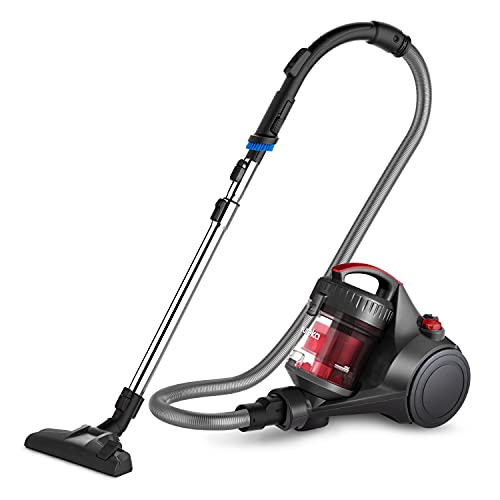 EUREKA Bagless Canister Vacuum Cleaner, Lightweight Vac for Carpets and Hard Floors, Red