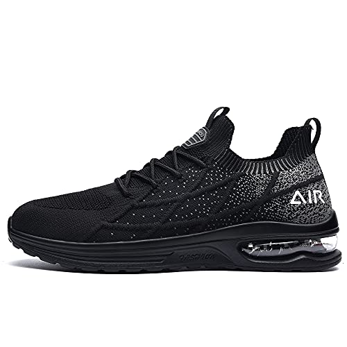 GANNOU Women's Air Athletic Running Shoes Tennis Slip on Walking Sport Fashion Sneakers Black 5.5 US