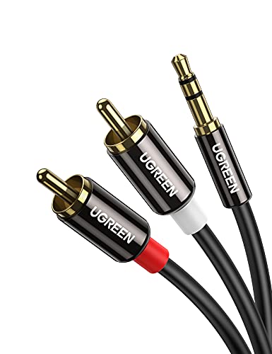 UGREEN 3.5mm to RCA Cable, 10FT RCA Male to Aux Audio Adapter HiFi Sound Headphone Jack Adapter Metal Shell RCA Y Splitter RCA Auxiliary Cord 1/8 to RCA Connector for Phone Speaker MP3 Tablet HDTV