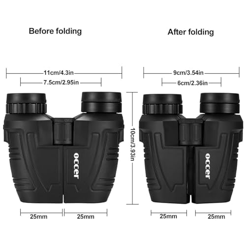 Occer 12x25 Compact Binoculars for Adults and Kids - Large Eyepiece Waterproof Binoculars for Bird Watching - High Powered Easy Focus Binoculars with Low Light Vision for Outdoor Hunting Travel