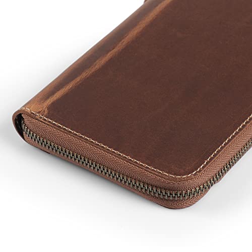 Londo Genuine Leather Padfolio with Pencil Holder Notepad and Zipper Closure (Cinnamon)