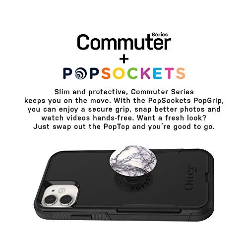 Bundle: OtterBox COMMUTER SERIES Case for IPhone 11 - (BLACK) + PopSockets PopGrip - (WHITE MARBLE)