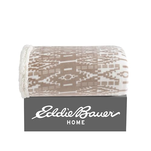 Eddie Bauer Ultra-Plush Collection Throw Blanket-Reversible Sherpa Fleece Cover, Soft & Cozy, Perfect for Bed or Couch, San Juan Oyster