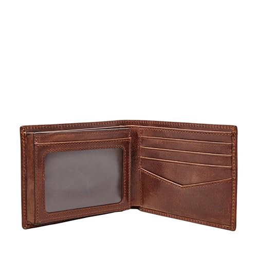 Fossil Men's Ryan Leather RFID-Blocking Bifold with Flip ID Wallet, Dark Brown, (Model: ML3729201)