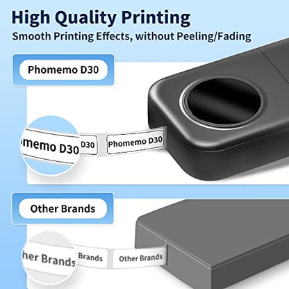 Phomemo D30 Label Maker, Mini Thermal Label Printer Portable Sticker Maker, Bluetooth Inkless Label Makers with Tape for HomeSmall BusinessProductsOrganizing Work for 0.23 0.35 0.47 inch 12mm Tape