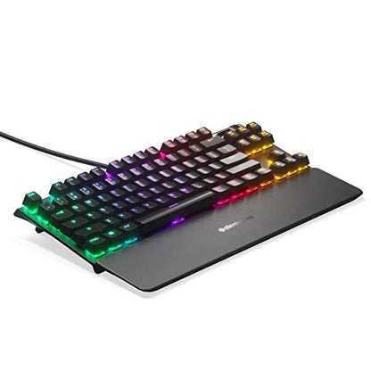 SteelSeries Apex 7 TKL Compact Mechanical Gaming Keyboard – OLED Smart Display – USB Passthrough and Media Controls – Linear and Quiet – RGB Backlit (Red Switch)