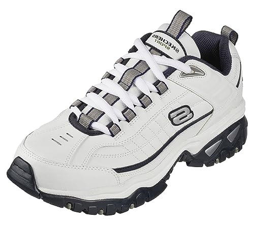 Skechers Men's Energy Afterburn Lace-Up Sneaker, White/Navy, 9