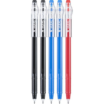 PILOT FriXion ColorSticks Erasable Gel Ink Stick Pens, Fine Point, 2 Black/2 Blue/1 Red Inks, 5-Pack (32442)