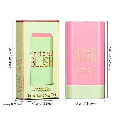 BEFIVECOK Cream Blush Stick for Cheeks - Cream Makeup Blush Wand, Solid Moisturizer Stick for Cheeks Tint, Natural Blendable Waterproof Korean Blush Stick, Matte Long-Lasting Smooth Blushes Makeup(#01 Shy Pink)