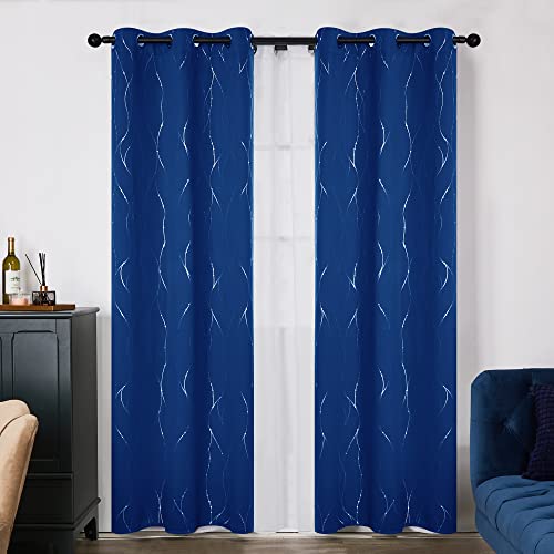 Deconovo Thermal Insulated Blackout Curtains for Bedroom and Kids Room, Set of 2 - Sun Blocking Window Curtains for Home Decoration (38 X 84 Inch, Royal Blue, 2 Panels)