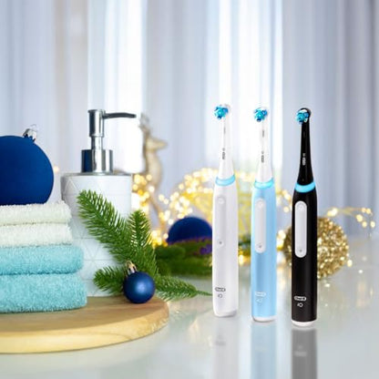 Oral-B iO Series 3 Limited Rechargeable Electric Powered Toothbrush, Blue with 2 Brush Heads and Travel Case - Visible Pressure Sensor to Protect Gums - 3 Modes - 2 Minute Timer