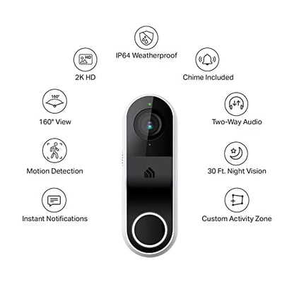 Kasa Smart Video Doorbell Camera Hardwired w/ Chime, 2K Resolution, Always-on Power, Night Vision, 2-Way Audio, Real-Time Notification, Cloud & SD Card Storage, Works w/ Alexa & Google Home (KD110)