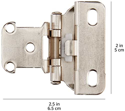 Amazon Basics AB-4015, Satin Nickel, 1/2-Inch Overlay Wrap Cabinet Hinge, 3/4-Inch, 50 Pieces, 1/2"