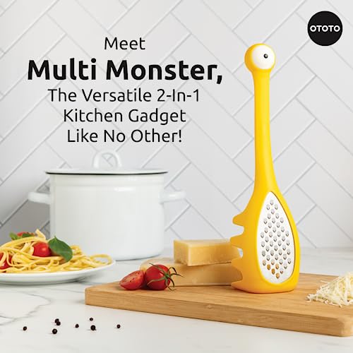 NEW!! Multi Monster 2-in-1 Cheese Grater & Spaghetti Spoon by OTOTO - Grater & Ladles for Serving - Grater, Small Cheese Grater, Funny Kitchen Gadgets, Cooking Gifts, Kitchen Grater, Kitchen Tool