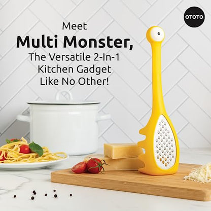 NEW!! Multi Monster 2-in-1 Cheese Grater & Spaghetti Spoon by OTOTO - Grater & Ladles for Serving - Grater, Small Cheese Grater, Funny Kitchen Gadgets, Cooking Gifts, Kitchen Grater, Kitchen Tool