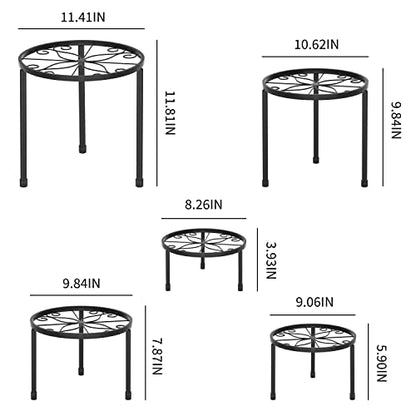 Linpla 5-Pack Decent Metal Plant Stands, Heavy Duty Flower Pot Stands for Multiple Plant, Anti-Rust Iron Plant Pot Shelf, Decoration Racks for Home Indoor and Outdoor (5 Pack Black)