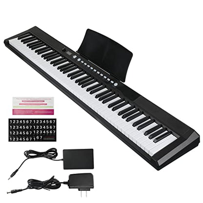 Asmuse 88-Key Full Size Electric Piano Keyboard Set, Digital Piano with Sustain Pedal, Power Supply, Built-In Speakers, Black