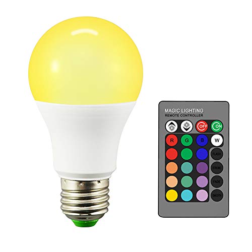 Droiee Dimmable E26 LED Light Bulb, 6W RGBW Color 500LM with 16 Color Changing Modes for Christmas, Party etc with Remote Control