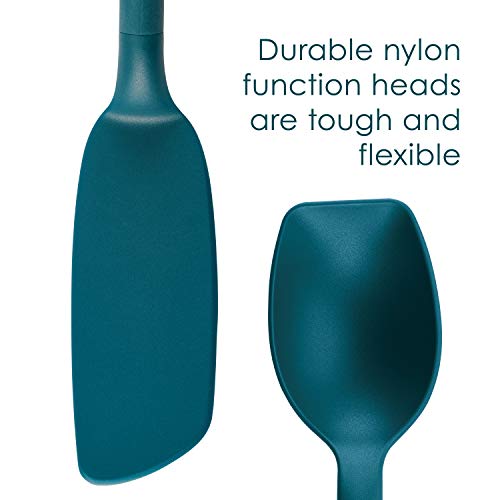 Rachael Ray Tools and Gadgets Lazy Crush & Chop, Flexi Turner, and Scraping Spoon Set / Cooking Utensils - 3 Piece, Teal Blue