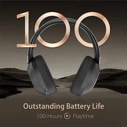 EAORUL Active Noise Cancelling Headphones, 100H Playtime Headphones Wireless Bluetooth, Bluetooth Headphones with Microphone, Over- Ear Wireless Headphones with Deep Bass for Travel (Black)