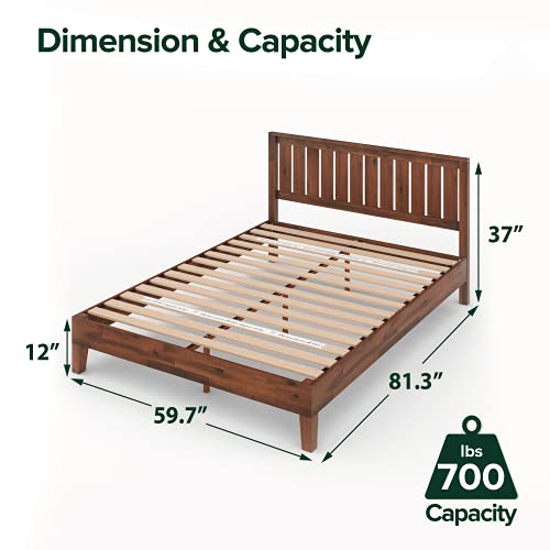 ZINUS Vivek Deluxe Wood Platform Bed Frame with Headboard / Wooden Slat Support / No Box Spring Needed / Easy Assembly, Queen