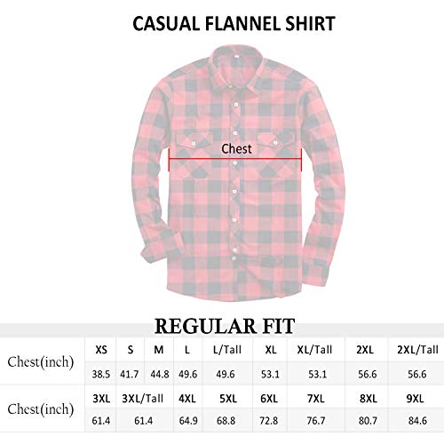 Alimens & Gentle Men's Button Down Regular Fit Long Sleeve Plaid Flannel Casual Shirts Color: Red, Size: XXXX-Large