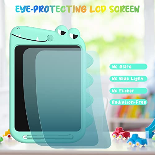 LCD Writing Drawing Tablet for Kids - 10 Inch Colorful Doodle Board Educational Learning Erasable Reusable Pad with Magnetic Pen Toddler Toy Gift for 3 4 5 6 7 8 9 Years Old Boy Girl (Crocodile)