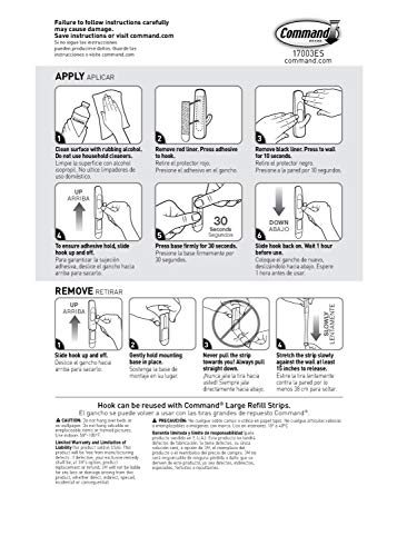 Command Large Utility Hooks, Damage Free Hanging Wall Hooks with Adhesive Strips, Wall Hooks for Hanging Back to School Dorm Organizers, 7 White Hooks and 12 Command Strips