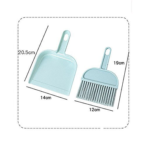 Mini Broom and Dustpan Set, Plastic Silicone Hand Broom for Home & Kitchen, Small Broom, Household Cleaning Supplies, Apartment Home Dorm Room Essentials, Bedroom Decor, Cute Stuff (Blue)