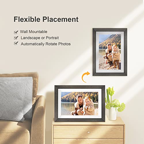 Frameo Digital Photo Frame with 32GB Memory,10.1 Inch WiFi Smart Digital Picture Frame with HD IPS Touch Screen,Auto-Rotate,Send Pictures from Anywhere via Frameo APP(Wood Effect)