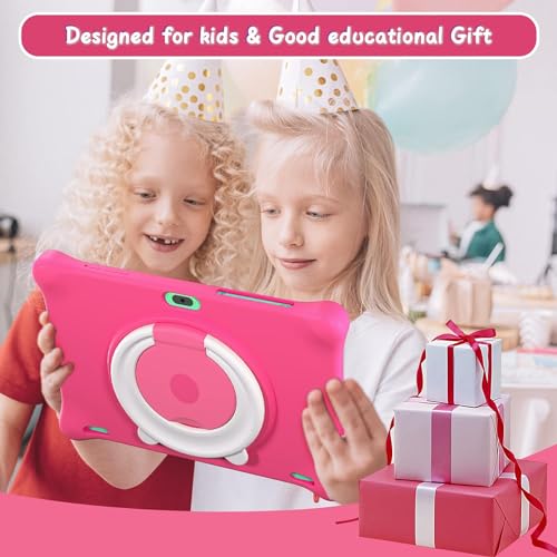 SGIN 10 Inch Kids Tablet, 2GB+64GB Kids Tablets with Case, Android 12 Tablet for Kids, WiFi, Dual Camera, Educational Games，iWawa Pre Installed, Parental Control APP (Pink)