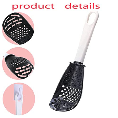 4 PCS Multifunctional Cooking Spoon, All Purpose Kitchen Tool Skimmer Scoop Colander Strainer Grater Masher, Food-Grade High Temperature Resistant Cooking Gadgets (2Red+2Black)