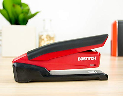 Bostitch Executive 3 in 1 Stapler, Includes 210 Staples and Integrated Staple Remover, One Finger Stapling, No Effort, 20 Sheet Capacity, Spring Powered Stapler, Red