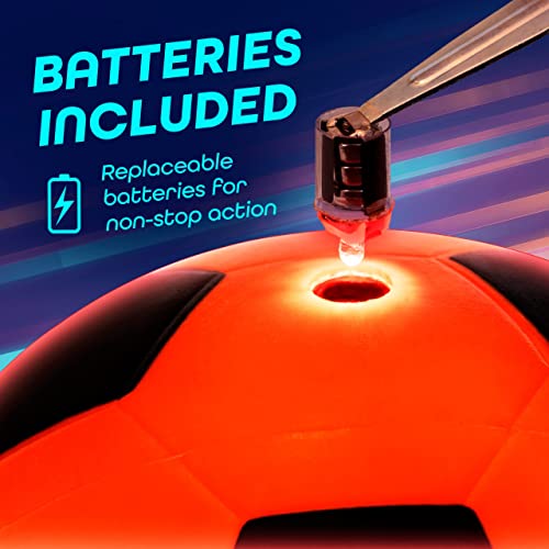 Glow in The Dark Soccer Ball- Light Up, Indoor or Outdoor Soccer Balls with 2 LED Lights and Pre-Installed Batteries - Gift Ideas for Teen Boys and Girls