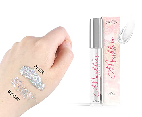 MARBLERS Holographic Face & Body Glitter [Holo Silver] 0.18oz (5g) | Fine | Non-Toxic | Vegan | Cruelty-Free | Ethically Sourced | Festival Makeup | Eye, Hair, Nail, Eyeshadow | Cosmetic Grade