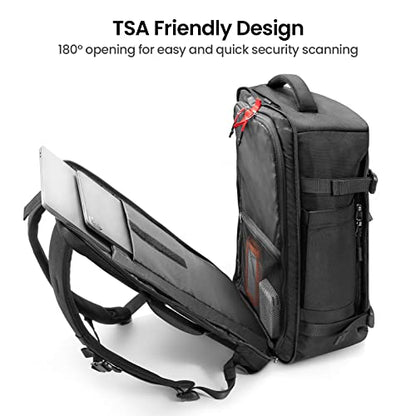 tomtoc Travel Backpack 40L, TSA Friendly Flight Approved Carry-on Luggage Hand Backpack, Water-resistant Lightweight Business Rucksack, Durable Large Weekender Bag Daypack Fits 17.3 Inch Laptop