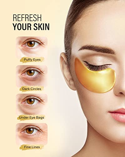 Maskiss 25-Pairs 24K Gold Under Eye Patches/Masks for Puffy Eyes, Dark Circles and Puffiness, Collagen Skin Care Products