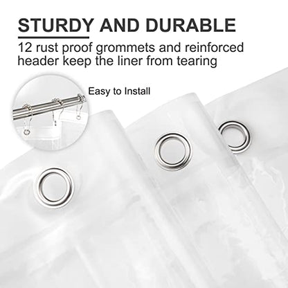 AmazerBath Shower Curtain Liner, 72x72 Clear Shower Curtain Liner, Waterproof Plastic Shower Liner, Cute Lightweight PEVA Shower Curtain for Bathroom with 3 Magnets and 12 Rustproof Metal Grommets